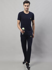 Mack Jonney Navy Blue Cotton Solid Co-ord Set Tracksuit For Men(Zip On 1 Side Pocket)
