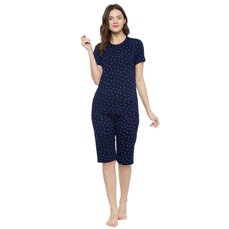 Mack Jonney Dark Blue Women's Night Suit
