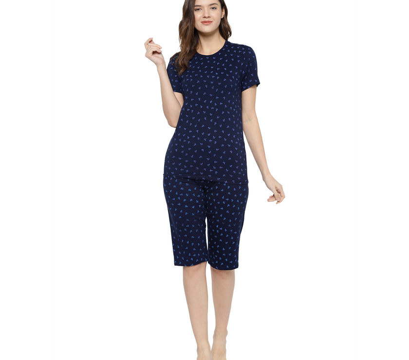 Mack Jonney Dark Blue Women's Night Suit