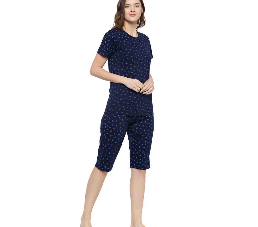 Mack Jonney Dark Blue Women's Night Suit