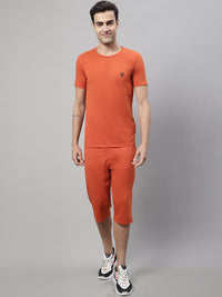 Mack Jonney Rust Cotton Solid Co-ord Set Tracksuit For Men(Zip On 1 Side Pocket)