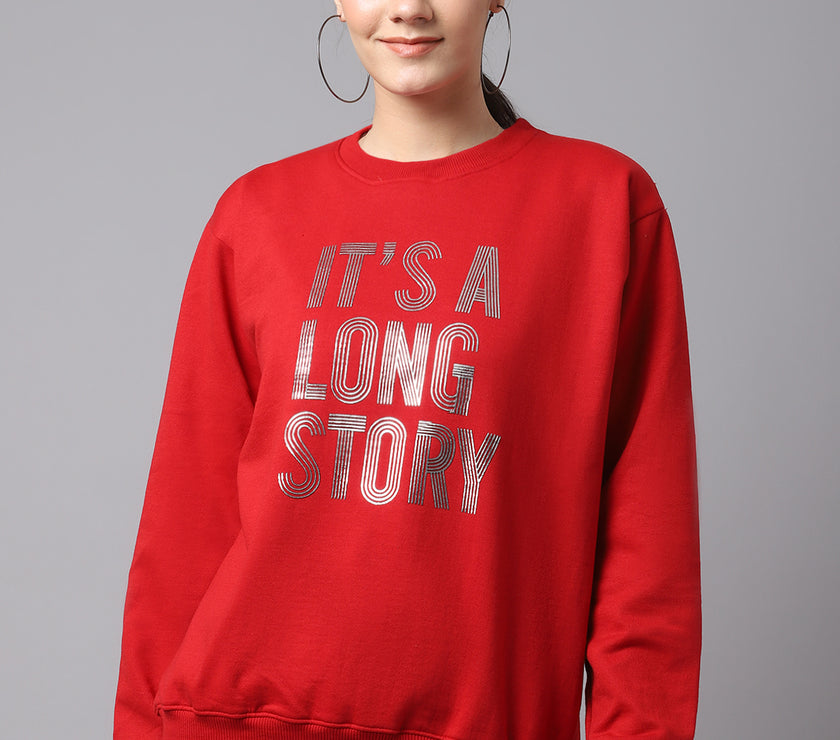 Mack Jonney Fleece Round Neck Printed Sweatshirt For Women