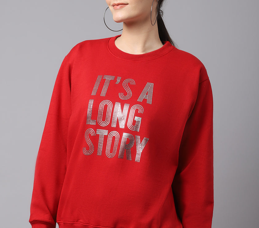 Mack Jonney Fleece Round Neck Printed Sweatshirt For Women