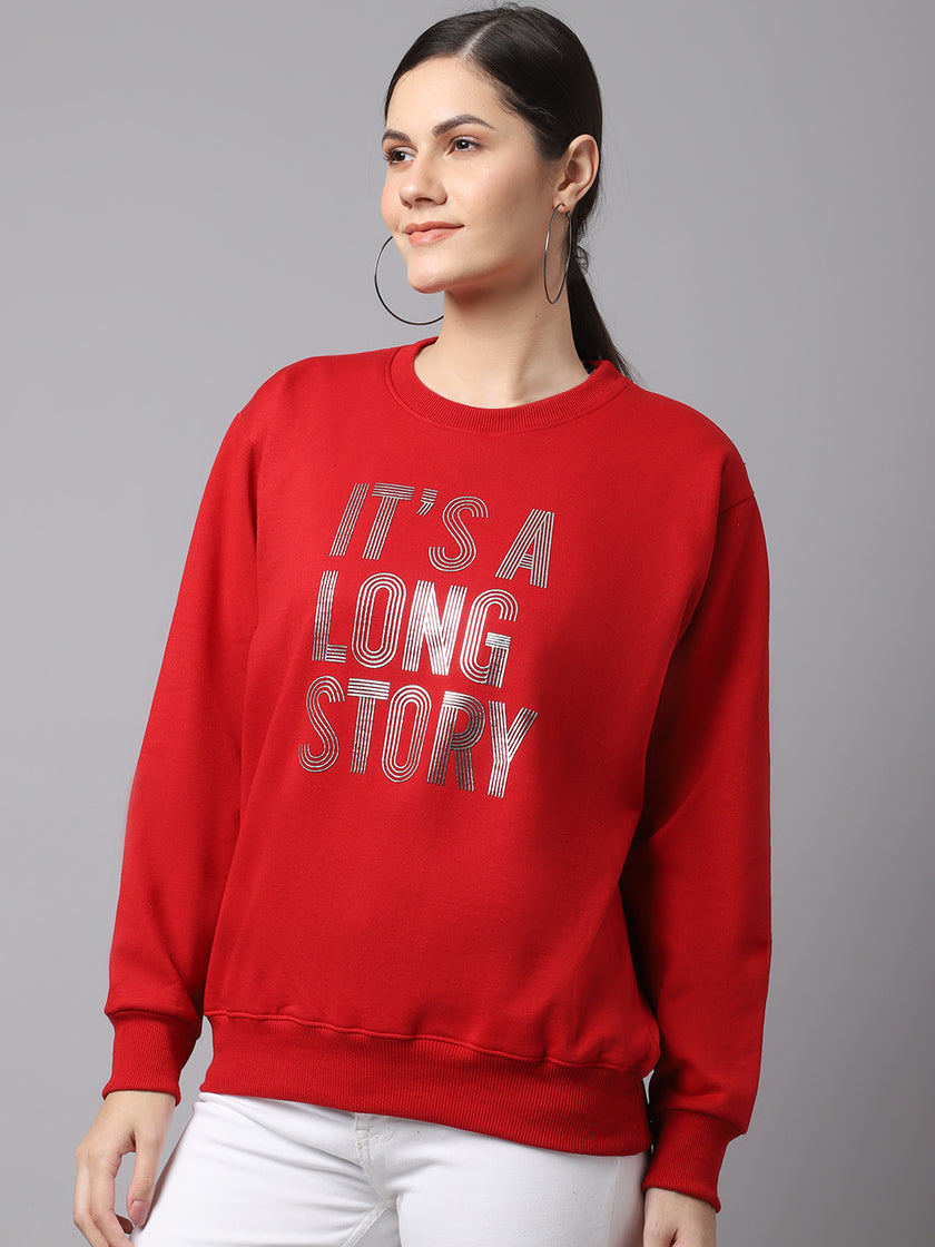 Mack Jonney Fleece Round Neck Printed Sweatshirt For Women