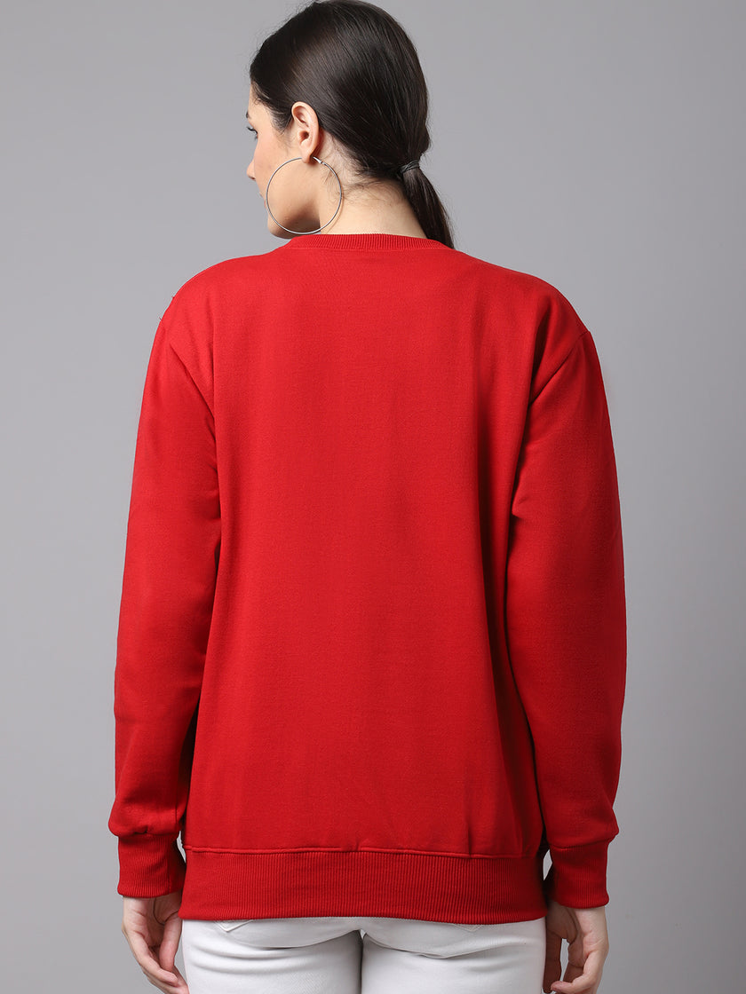 Mack Jonney Fleece Round Neck Printed Sweatshirt For Women