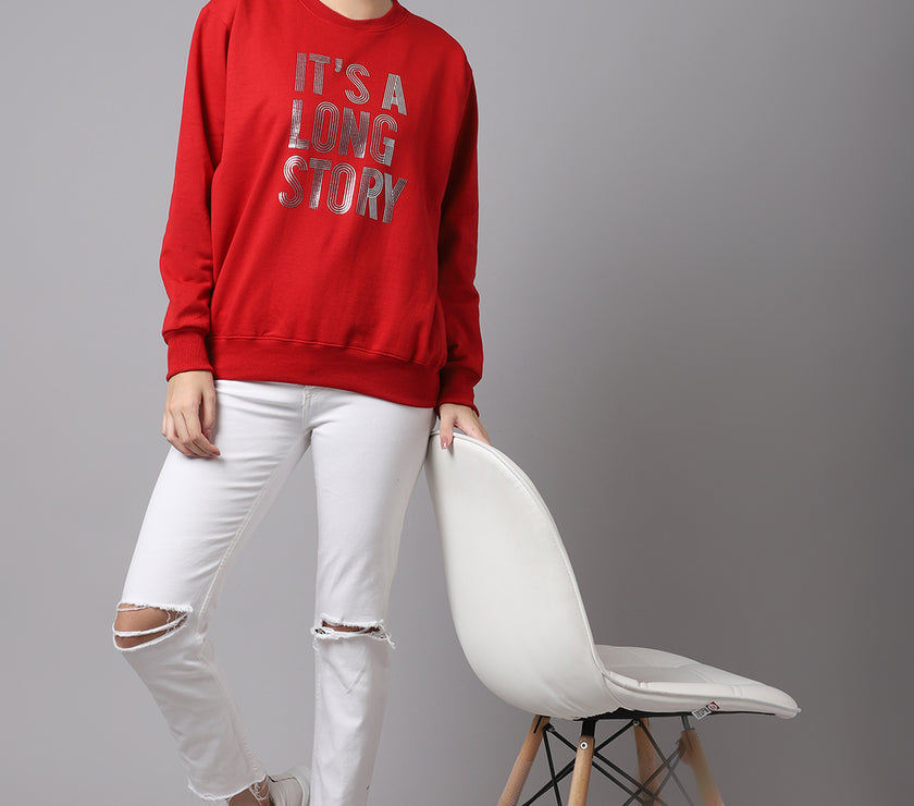 Mack Jonney Fleece Round Neck Printed Sweatshirt For Women