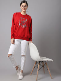 Mack Jonney Fleece Round Neck Printed Sweatshirt For Women