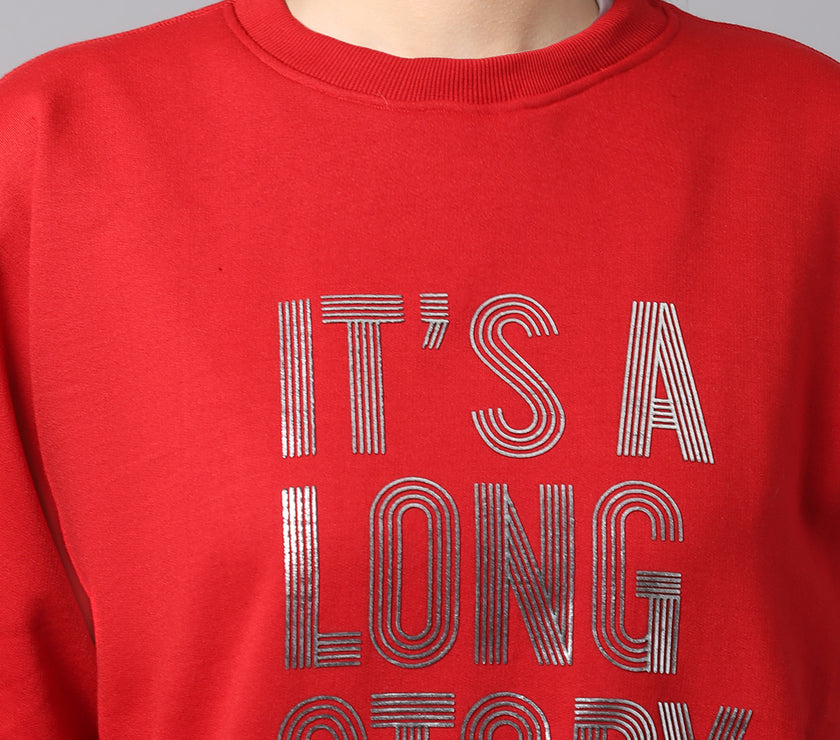 Mack Jonney Fleece Round Neck Printed Sweatshirt For Women