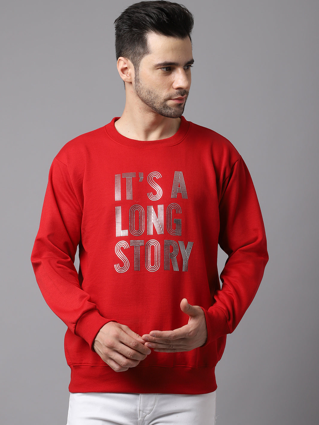 Mack Jonney Fleece Round Neck Printed Sweatshirt for Men