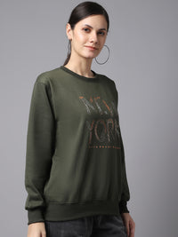Mack Jonney Fleece Round Neck Printed Sweatshirt For Women