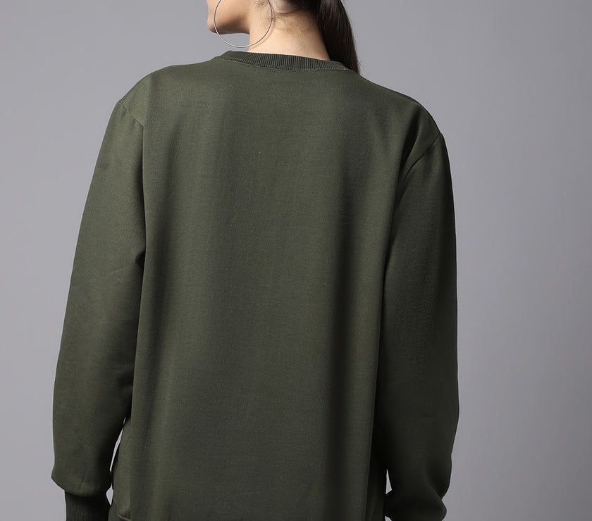 Mack Jonney Fleece Round Neck Printed Sweatshirt For Women