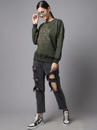 Mack Jonney Fleece Round Neck Printed Sweatshirt For Women