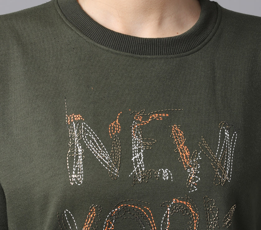 Mack Jonney Fleece Round Neck Printed Sweatshirt For Women