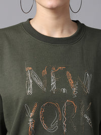 Mack Jonney Fleece Round Neck Printed Sweatshirt For Women