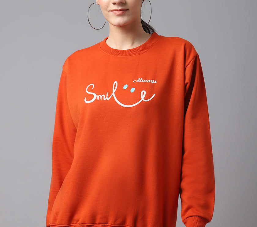 Mack Jonney Fleece Round Neck Printed Sweatshirt For Women