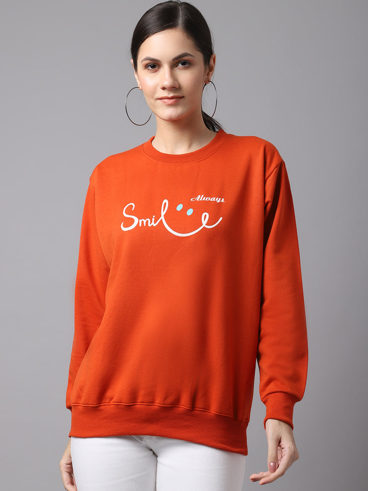 Mack Jonney Fleece Round Neck Printed Sweatshirt For Women