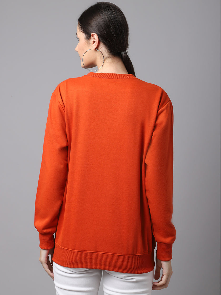 Mack Jonney Fleece Round Neck Printed Sweatshirt For Women