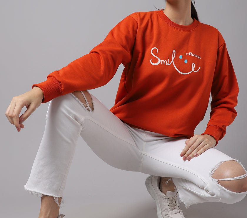 Mack Jonney Fleece Round Neck Printed Sweatshirt For Women