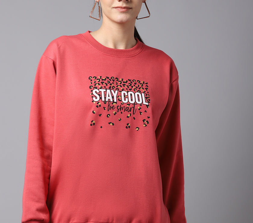 Mack Jonney Fleece Round Neck Printed Sweatshirt For Women
