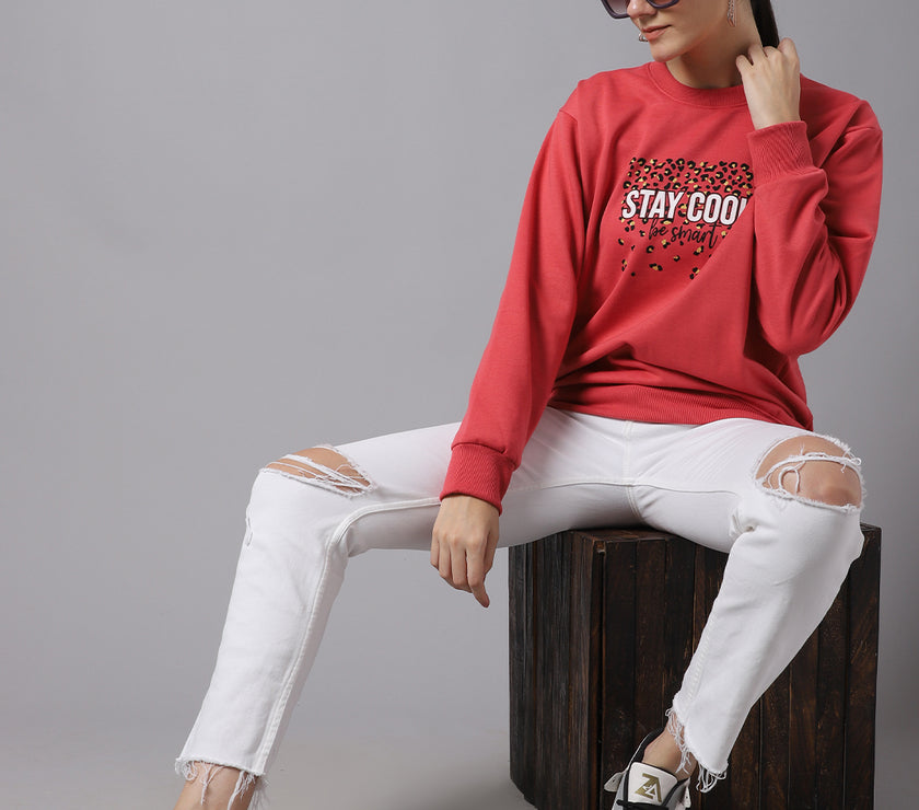 Mack Jonney Fleece Round Neck Printed Sweatshirt For Women