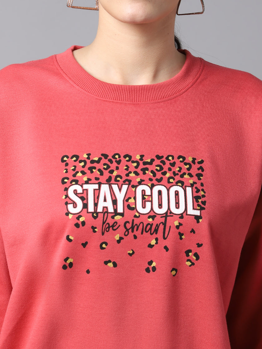 Mack Jonney Fleece Round Neck Printed Sweatshirt For Women