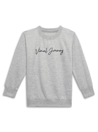 Mack Jonney Grey Melange Printed Round Neck Cotton Fleece Sweatshirt for Kids