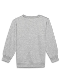 Mack Jonney Grey Melange Printed Round Neck Cotton Fleece Sweatshirt for Kids