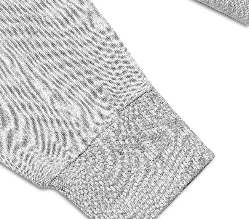 Mack Jonney Grey Melange Printed Round Neck Cotton Fleece Sweatshirt for Kids