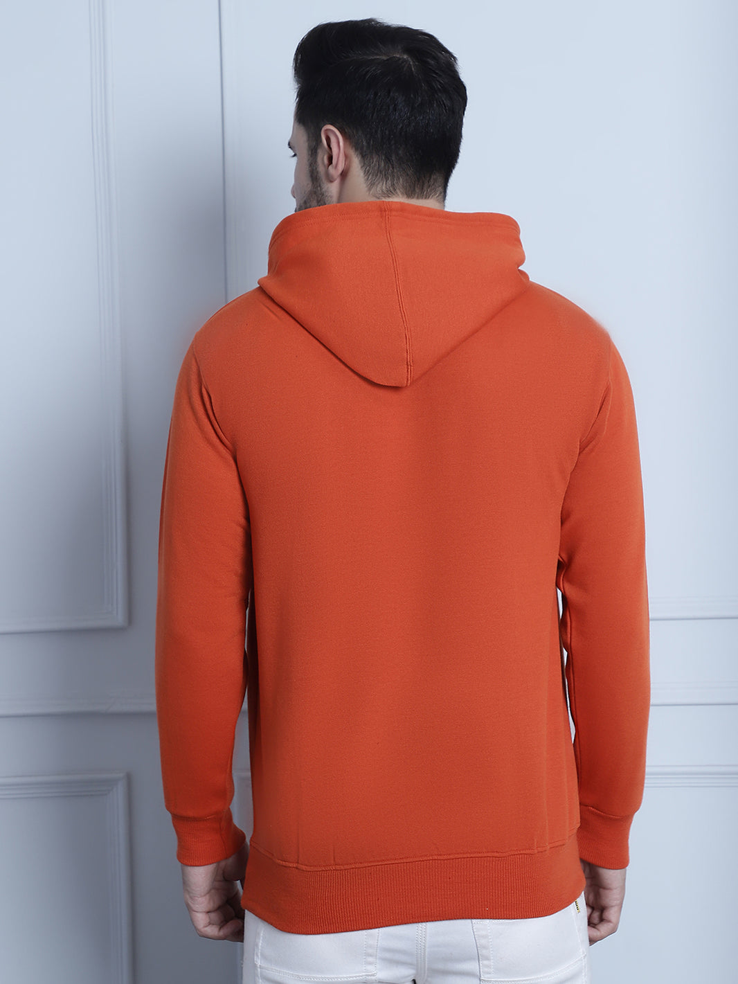 Mack Jonney Rust Printed Hooded Cotton Fleece Sweatshirt for Men