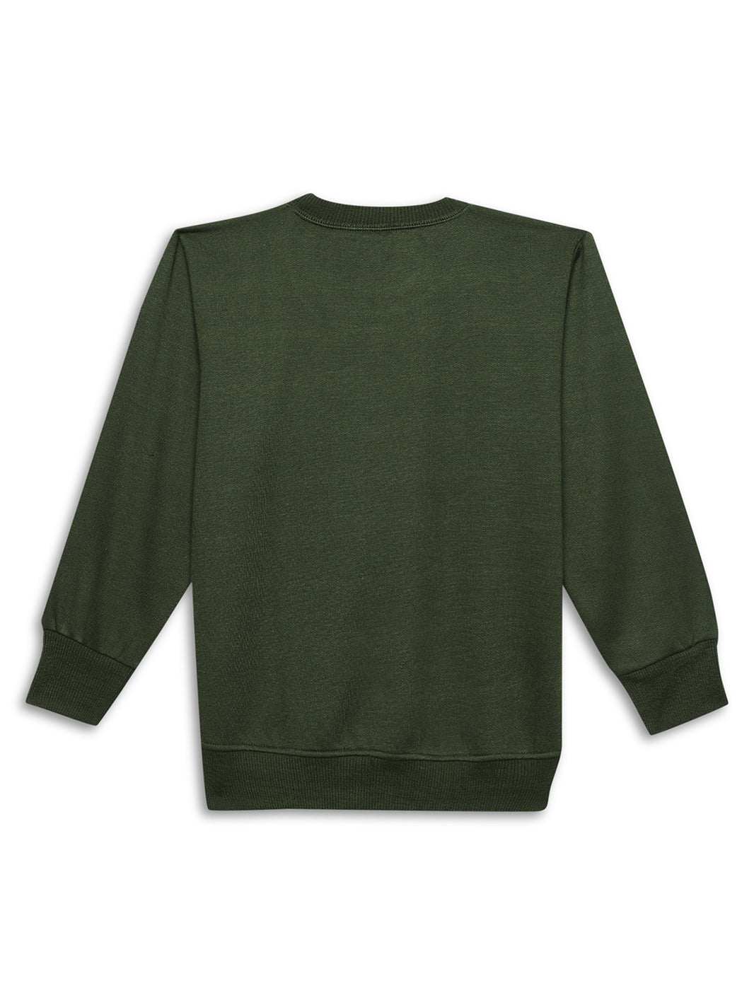 Mack Jonney Olive Printed Round Neck Cotton Fleece Sweatshirt for Kids
