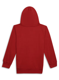 Mack Jonney Maroon Printed Hooded Cotton Fleece Sweatshirt for Kids