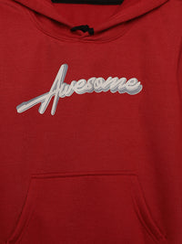 Mack Jonney Maroon Printed Hooded Cotton Fleece Sweatshirt for Kids