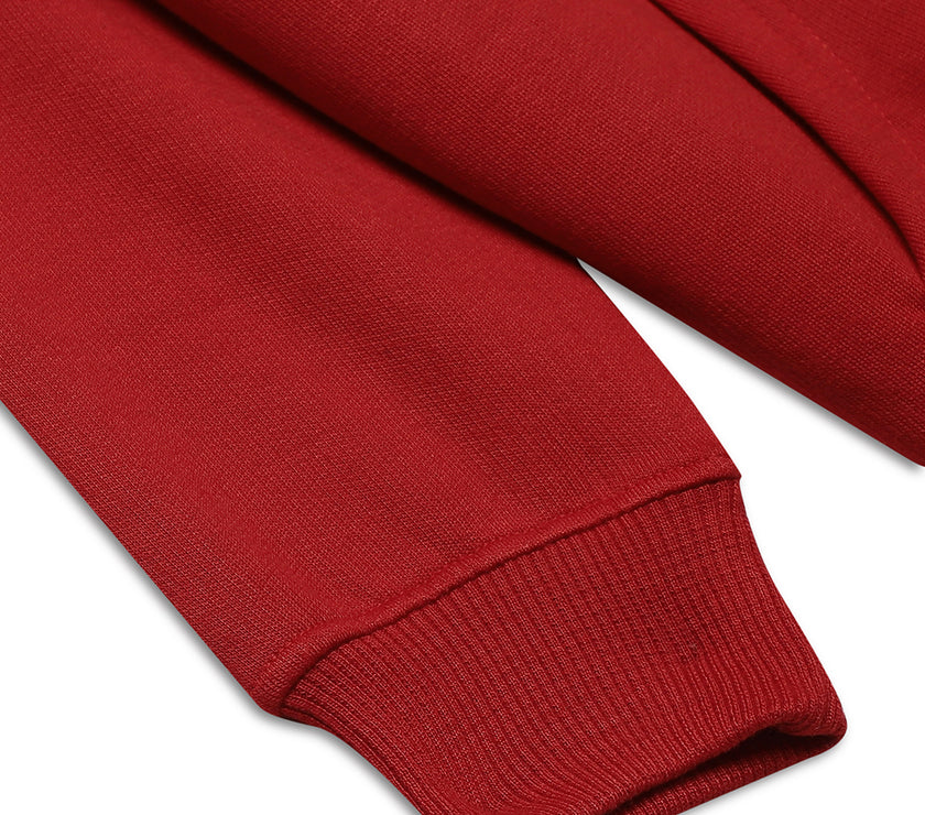 Mack Jonney Maroon Printed Hooded Cotton Fleece Sweatshirt for Kids