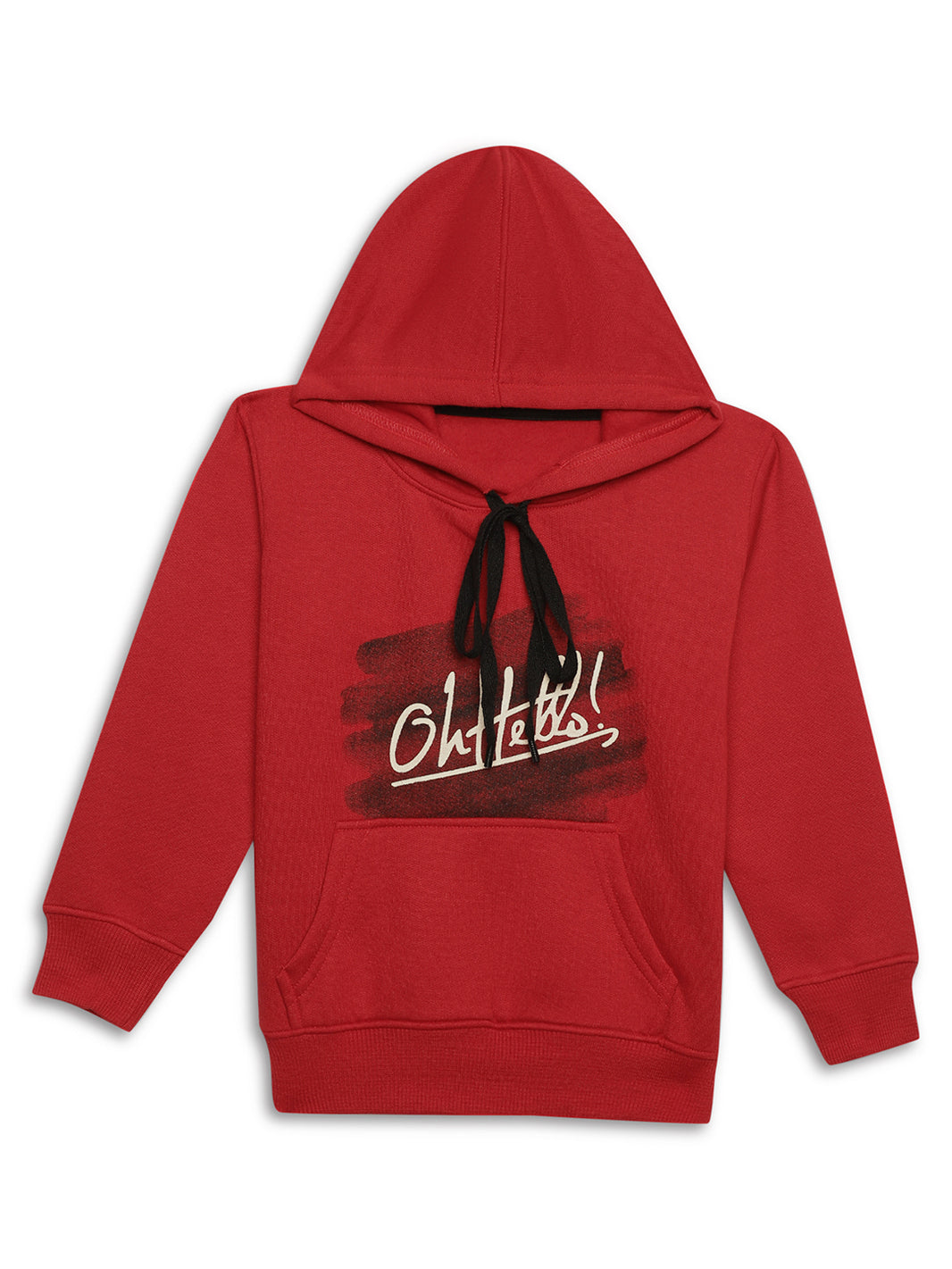 Mack Jonney Maroon Printed Hooded Cotton Fleece Sweatshirt for Kids