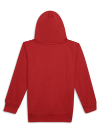Mack Jonney Maroon Printed Hooded Cotton Fleece Sweatshirt for Kids