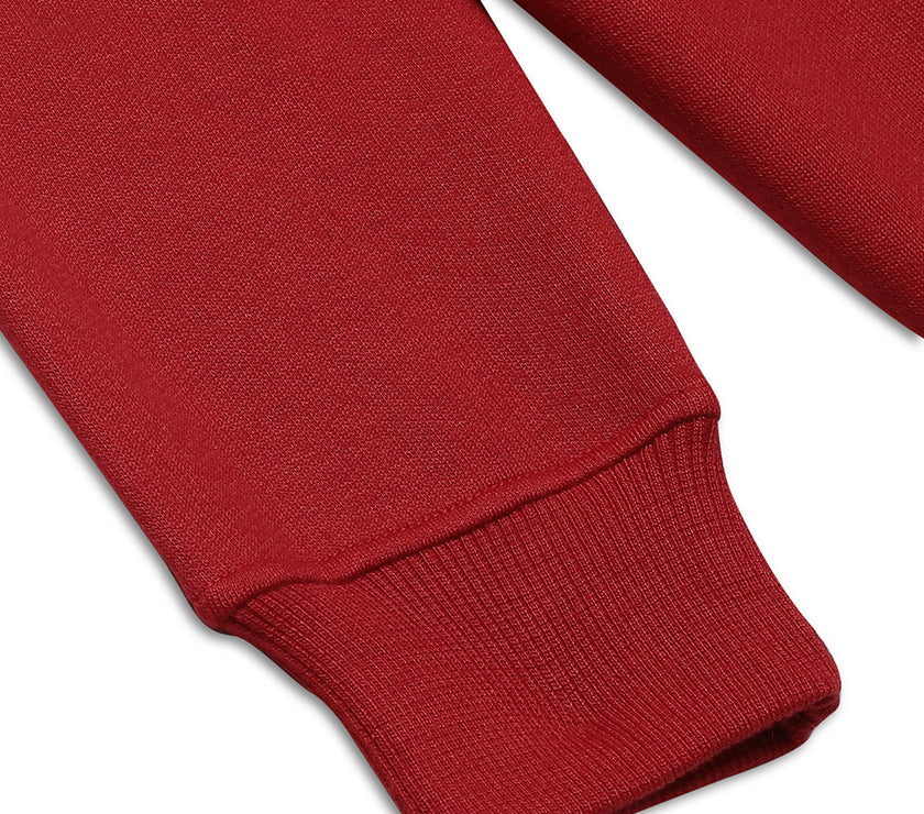 Mack Jonney Maroon Printed Hooded Cotton Fleece Sweatshirt for Kids