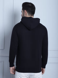 Mack Jonney Black Solid Hooded Cotton Fleece Sweatshirt for Men