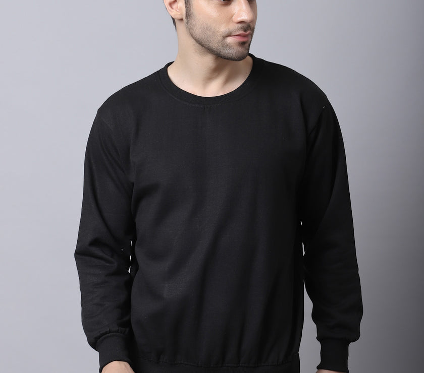 Mack Jonney Fleece Round Neck Black Sweatshirt for Men