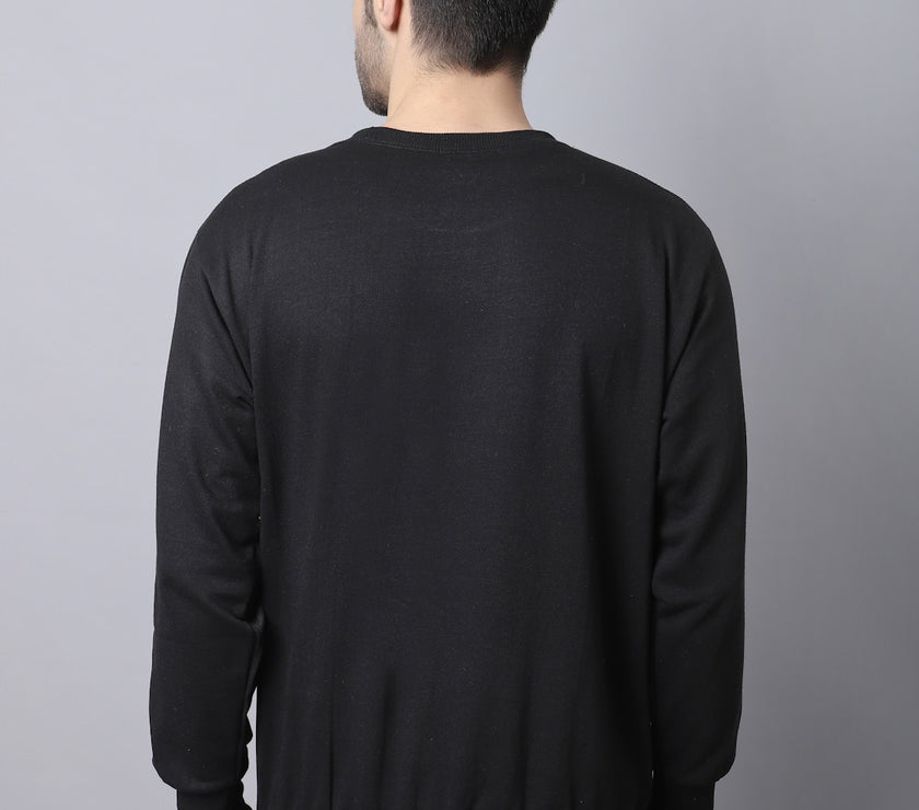 Mack Jonney Fleece Round Neck Black Sweatshirt for Men