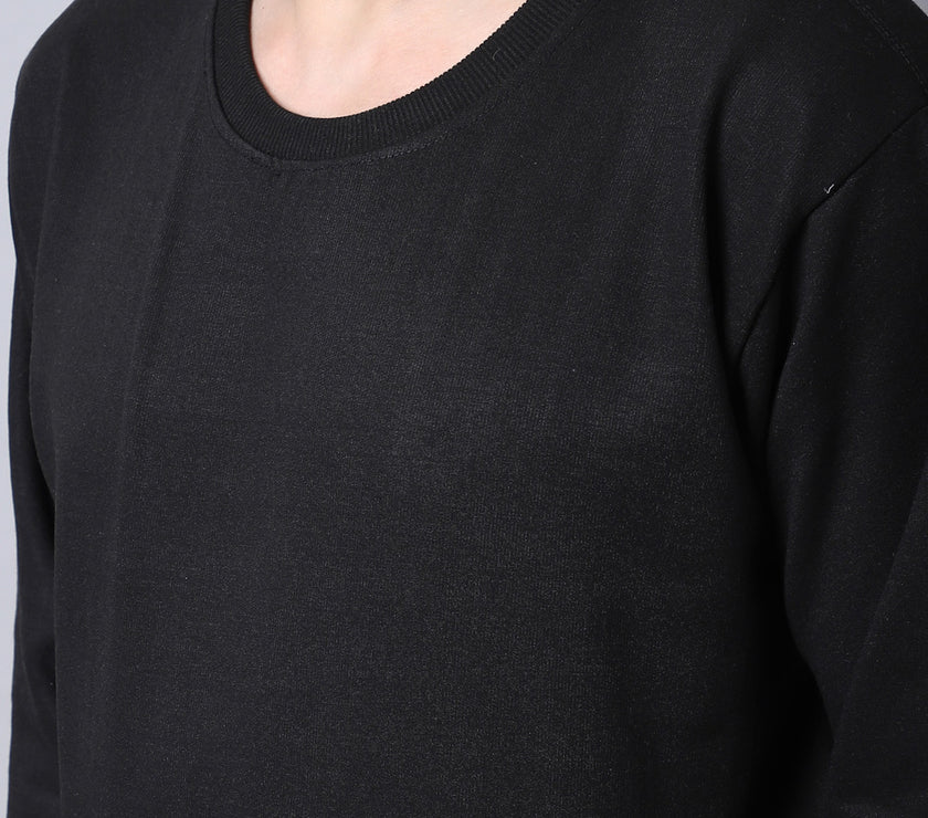 Mack Jonney Fleece Round Neck Black Sweatshirt for Men