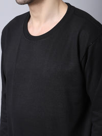 Mack Jonney Fleece Round Neck Black Sweatshirt for Men