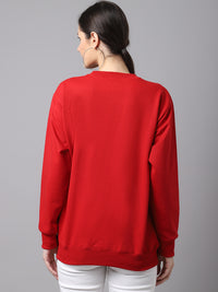 Mack Jonney Fleece Round Neck Maroon Sweatshirt For Women