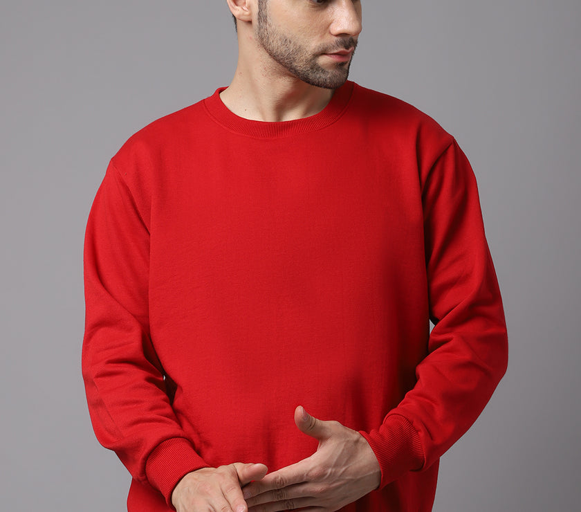 Mack Jonney Fleece Round Neck Maroon Sweatshirt for Men