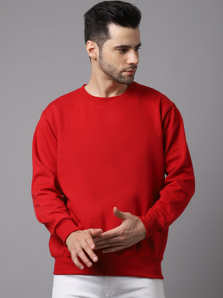 Mack Jonney Fleece Round Neck Maroon Sweatshirt for Men