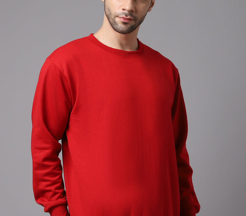 Mack Jonney Fleece Round Neck Maroon Sweatshirt for Men