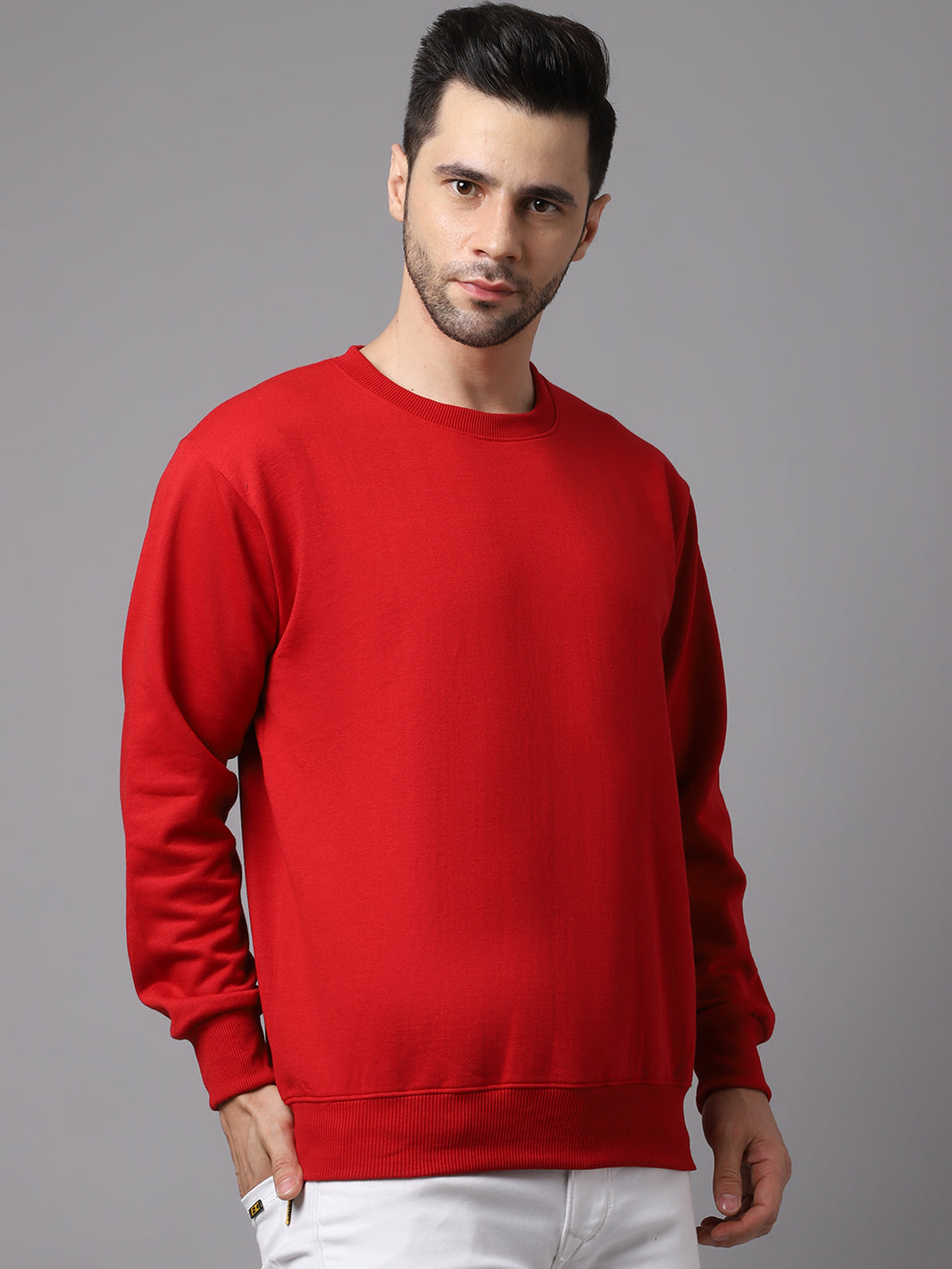 Mack Jonney Fleece Round Neck Maroon Sweatshirt for Men