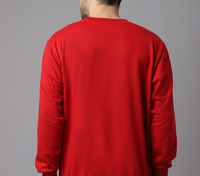 Mack Jonney Fleece Round Neck Maroon Sweatshirt for Men