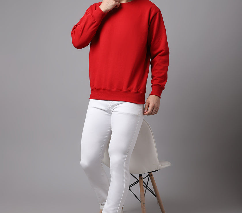 Mack Jonney Fleece Round Neck Maroon Sweatshirt for Men