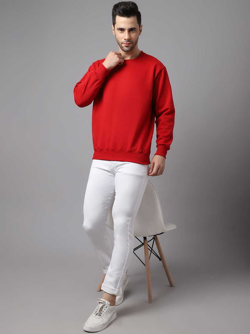 Mack Jonney Fleece Round Neck Maroon Sweatshirt for Men