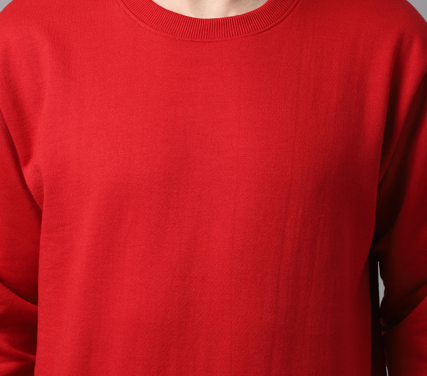 Mack Jonney Fleece Round Neck Maroon Sweatshirt for Men